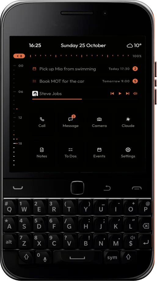 Minimal Android launcher on the Zinwa Q25