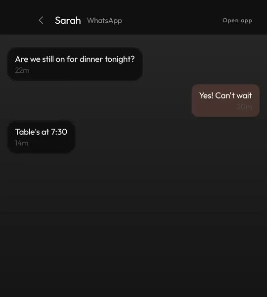 A conversation read in the Hub, at a time you chose to open it